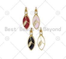 Load image into Gallery viewer, Enamel Colorful Leaf Shape Pendant,18K Gold Filled CZ Micro Pave Enamel Charm,Enamel Jewelry,9x24mm,Sku#LK404