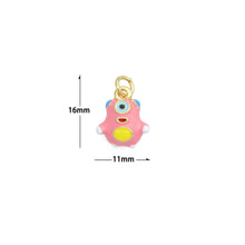 Load image into Gallery viewer, Pink Enamel Gold One eyed Monster Charm Pendant,Sku#LD710