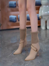 Load image into Gallery viewer, Women's Over-the-Knee Stiletto Boots | Stretchy Knit Pointed Toe Side Zipper