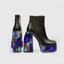 Load image into Gallery viewer, Women's High-Heel Leather Fashion Boots - Square Toe Chunky Heel Side Zipper