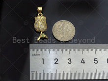 Load image into Gallery viewer, CZ Micro Pave Tulip Flower Charm/Pendant, Tulip Rose Shape Charm, Pave Pendant, Gold plated charm, 10x21mm, Sku#LK128
