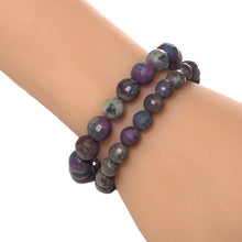 Load image into Gallery viewer, Genuine Red Corundum Round Faceted Stretchy Bracelet, 8mm/10mm, Sku# EF302