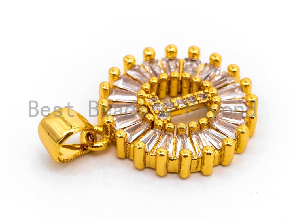 CZ Micro Pave Initial Letter S T Charm/Pendent Beads, sku#z237