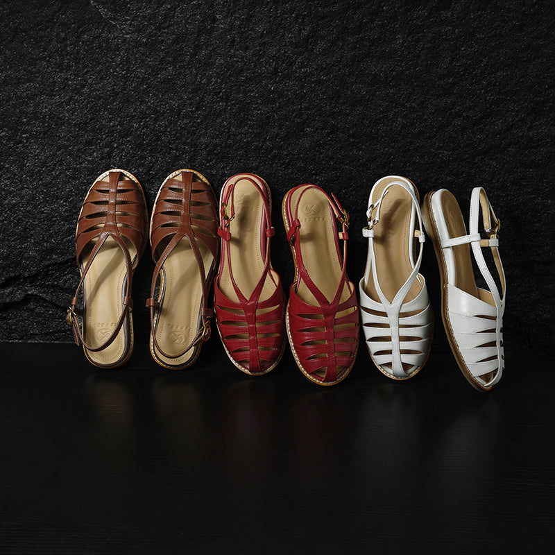 Full Grain Leather Woven Roman Sandals