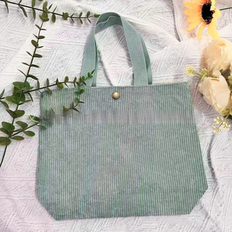 Women's Canvas Tote Bag - Minimalist Double-Sided Print Shoulder Bag with Embroidered Logo