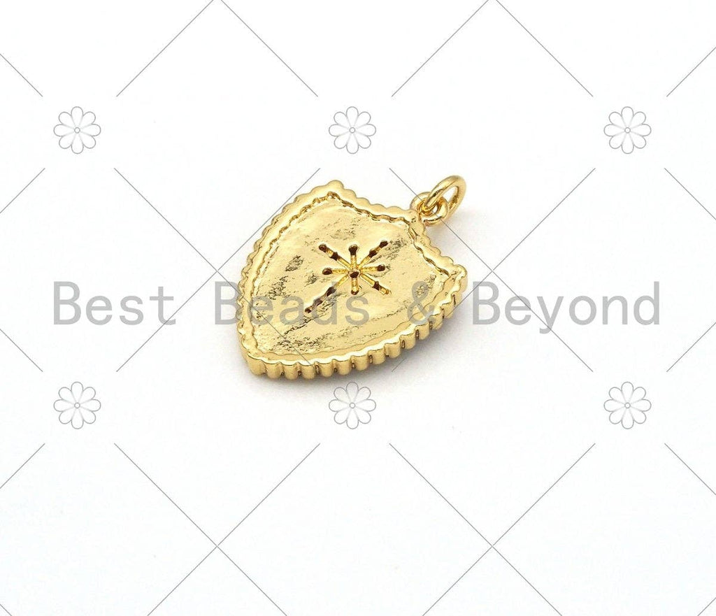 Micro Pave CZ North Star On Colorful Enamel Shield Shape Pendant,18K Gold Field Enamel CZ Star Charm,Enamel Jewelry,24x18mm,Sku#L591