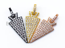 Load image into Gallery viewer, CZ Micro Pave Triangular Pendant with Diamond Bail,11x30mm,Cubic Zirconia Triangle Pave Charm,1PC/2PCS sku#B35