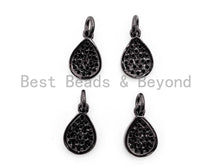 Load image into Gallery viewer, Black CZ Pave On Black Micro Pave Teardrop Charm Beads,8x12mm, sku#F392
