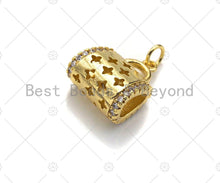 Load image into Gallery viewer, CZ Micro Pave 3D Shape Star Purse Handbag Pendant, Gold Purse Charm,  Gold Ladies handbag Charm,16x17mm, Sku#LK77