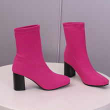 Load image into Gallery viewer, Women's Over-the-Knee Stretch Satin Boots | Chunky Heel Ankle Boots