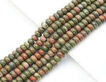 Load image into Gallery viewer, Genuine Unakite Rondelle Smooth Beads, Sku#U1408