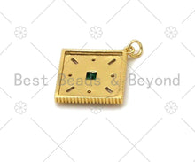 Load image into Gallery viewer, Baguette CZ Micro Pave Rhombus Shape Pendant/Charm, 18K Gold Filled Green CZ Charm,Necklace Bracelet Charm Pendant,28x25mm,Sku#L582