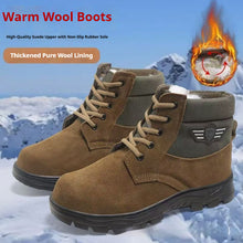Load image into Gallery viewer, Men's Sheepskin-Lined Leather Winter Boots | Lace-Up Thermal Cotton Boots for Men