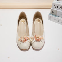 Load image into Gallery viewer, Women's Floral Block Heel Pumps | Square Toe Jacquard Dress Shoes