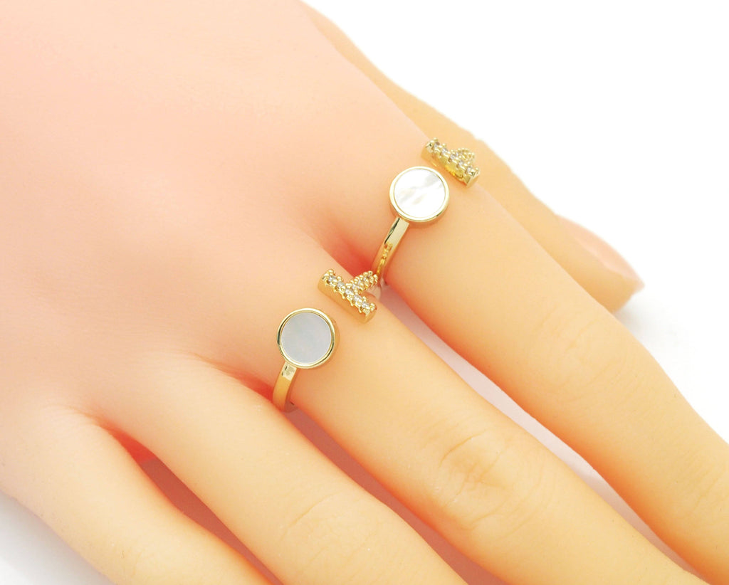 Round Mother of Pearl Bar ring, Sku#X369