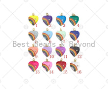 Load image into Gallery viewer, Rainbow Enamel Heart Pendant, Vintage Rainbow Heart Charms, Enamel with CZ Heart Charm, 21x18mm,sku#F1359