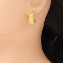 Load image into Gallery viewer, Gold Silver Diamond Patten Thick Huggie Earrings, Sku#A204