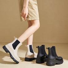 Load image into Gallery viewer, Women's Waterproof Martin Rain Boots | Thick Sole Mid-Calf PVC Boots | Black &amp; Khaki