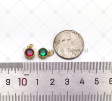Load image into Gallery viewer, Colorful Big CZ Micro Pave Round Shape Pendant,18K Gold Filled Coin Charm, Necklace Bracelet Charm, Sku#LK527