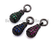 Load image into Gallery viewer, CZ Micro Pave Teardrop Shaped Dangle Charm, Cubic Zirconia Green Blue  Fuchsia Charms&amp;Pendants, Pave Dangle Charms, 6x3mm, sku#F357