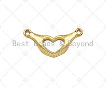 Load image into Gallery viewer, 18K Dainty Gold Hands Heart Shape Pendant,Heart Connetor/Links, Necklace Bracelet Charm Pendant,11x22mm,Sku#Z1314