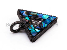 Load image into Gallery viewer, CZ Micro Pave Triangular Pendant with Abalone Pearl Shell, Cubic Zirconia Pendant,14x15mm, Sku#F467