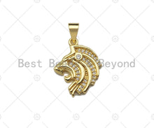 Load image into Gallery viewer, CZ Micro Pave Lion Head Pendant/Charm,Cubic Zirconia Lion Charm, Men's Necklace Bracelet Charm Pendant,15x19mm, sku#F1329