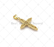 Load image into Gallery viewer, CZ Micro Pave Cross Shape Pendant, 18K Gold Filled Big CZ Cross Charm, Necklace Bracelet Charm Pendant, Sku#LK545
