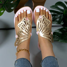 Load image into Gallery viewer, Women's Butterfly Cutout Flat Sandals | PU Open-Toe Slide Slippers