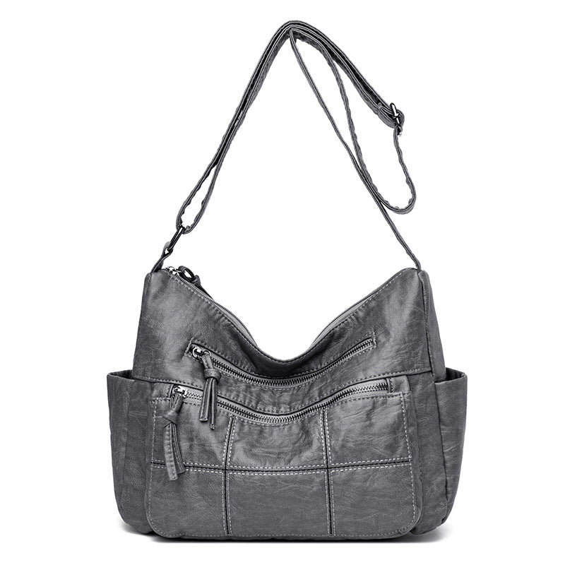 Women's Solid Color Crossbody Shoulder Bag - PU Leather Casual Handbag