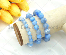 Load image into Gallery viewer, Natural Blue Banded Agate Stretchy Bracelet,SKU#EF12c