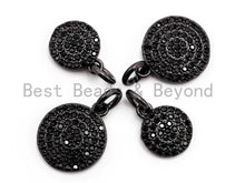Load image into Gallery viewer, Black CZ Pave On Black Micro Pave Coin Charm, Round Disc Pave Charm, Pave Dangle Charms,11x13/8x10mm, Sku#F365