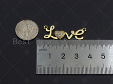 Load image into Gallery viewer, 18K Gold LOVE With CZ Micro Pave Heart Connector, Love Necklace pendant, Love heart bracelet Connector, 12x33mm, sku#LK14