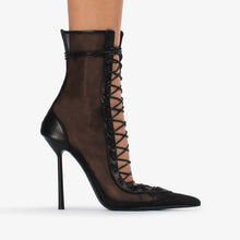Load image into Gallery viewer, Women's Mesh Patent Leather Stiletto High-Heel Sandals | Pointed Toe Back Zipper | Sizes 35–45