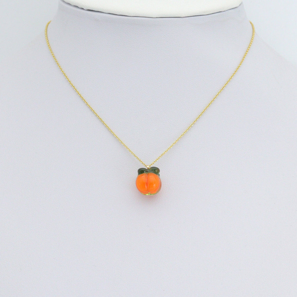 Orange Enamel Persimmon Charm Pendant,Sku#LK1233