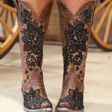 Load image into Gallery viewer, Women's Embroidered Ethnic Mid-Calf Boots - Comfortable Chunky Heel Square Toe