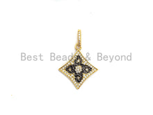 Load image into Gallery viewer, 20mm/40mm CZ Micro Pave Dual Color Quatrefoil Flower Diamond Shape Pendant,Cubic Zirconia Gold/Rose Gold/Silver/Black Focal Pendant,sku#F624