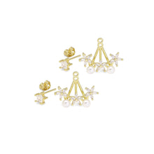 Load image into Gallery viewer, White Pearl Flower Celebration Stud Earrings, Sku#LD479