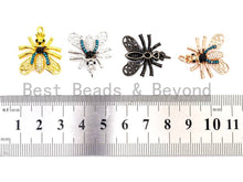 Load image into Gallery viewer, FLY Inspired Charm, CZ Micro Pave Insect Pendant, Cubic Zirconia Pendant,Gold/Rose Gold/Silver/Black,20x21x49mm,SKU#F439