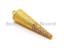 Load image into Gallery viewer, CZ Micro Pave Spike Charm, Pave Spike Charm, Cone Charm, Pave Cone Charm, Jewelry Supplies, DIY Jewelry, Spike Pendants, 28x7mm,sku#F358