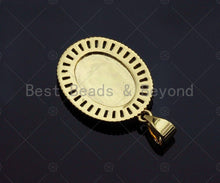 Load image into Gallery viewer, 18K Gold Virgin Mary On Oval Emblem Shape Pendant, Oval Charm, Virgin Mary Pave Pendant, Dainty Gold Charm,21x15mm, Sku#F1155