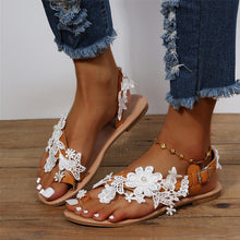 Load image into Gallery viewer, Women's Bohemian Lace Flat Sandals | Ankle Strap Flower Beach Shoes