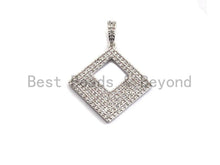 Load image into Gallery viewer, CZ Micro Pave Hollow out Square Pendant, Geometric Frame Shape Pendant Charm, Gold/Rose Gold/Silver/Gunmetal  Charms, 30x40mm, sku #X56