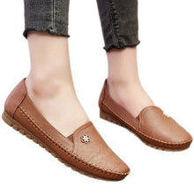 Load image into Gallery viewer, Women's Comfortable Flat Dress Shoes – Round Toe Slip-On PU Leather | Black Camel Pink Off-White