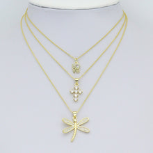 Load image into Gallery viewer, CZ Gold Love Cross Mushroom Jellyfish Dragonfly Charm Pendant,Sku#LD748