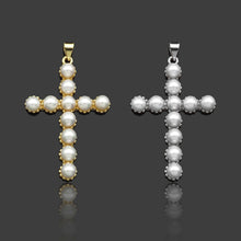 Load image into Gallery viewer, Mother of Pearl Cross Shape Pendant/Charm,18K Gold MOP Charm, 27x40mm, Sku#LD30