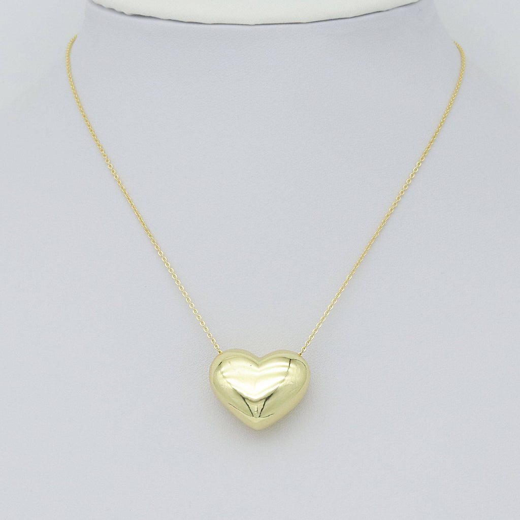 Gold  Puffy Heart Charm Pendant, Sku#LK991