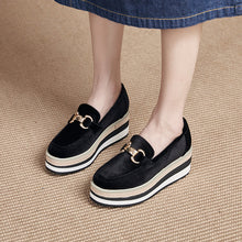 Load image into Gallery viewer, Metal Buckle Striped Wedge Slip-On Shoes