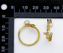 Load image into Gallery viewer, CZ Pave Butterfly Bee Pearl Ring, Sku#LD307