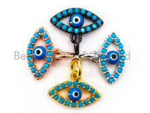 Load image into Gallery viewer, 1pc/2pc, CZ Micro Pave Blue Evil Eyes Pendant/Charm, Turquoise Cubic Zirconia Charm for Necklace Bracelet,8x12mm, sku#F338